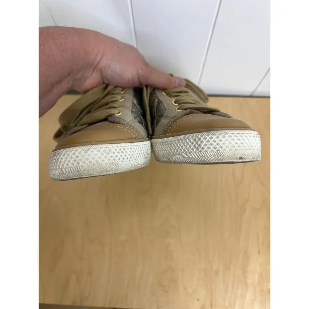 Tory Burch Caspe Quilted Gold Metallic Sneakers Size‎ 9.5